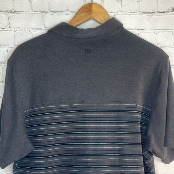 Travis Matthew Pima Cotton Mens Gray Black Striped Golf Polo Shirt size M - Picture 5 of 9